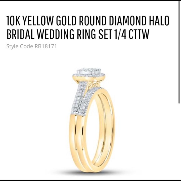 10k gold Bridal Engagement ring set SEE VIDEO REAL diamond Not cz not moissanite - Picture 7 of 11